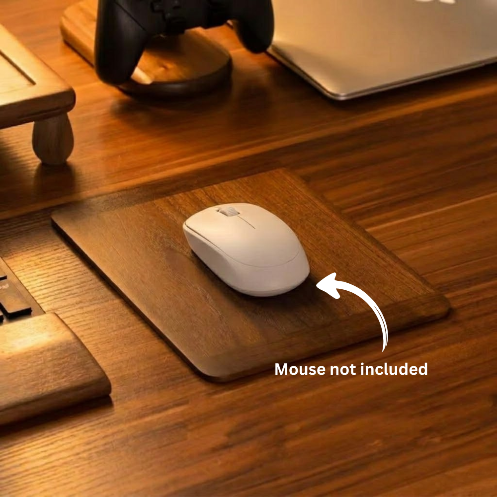 Solid Walnut Mouse Pad Showing Smooth Surface For Mouse Tracking