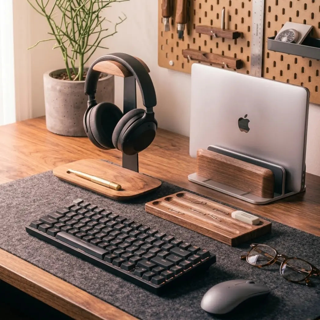 Desk workspace after reset with organized tools ready for the morning